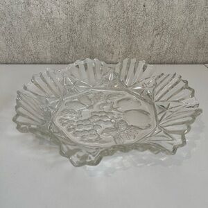 Vintage Federal Glass Pioneer Clear Ruffled Crimped Sawtooth Edge Bowl 11”